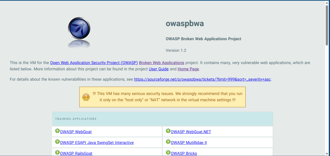 OWASP Broken Web Applications Project Main Page